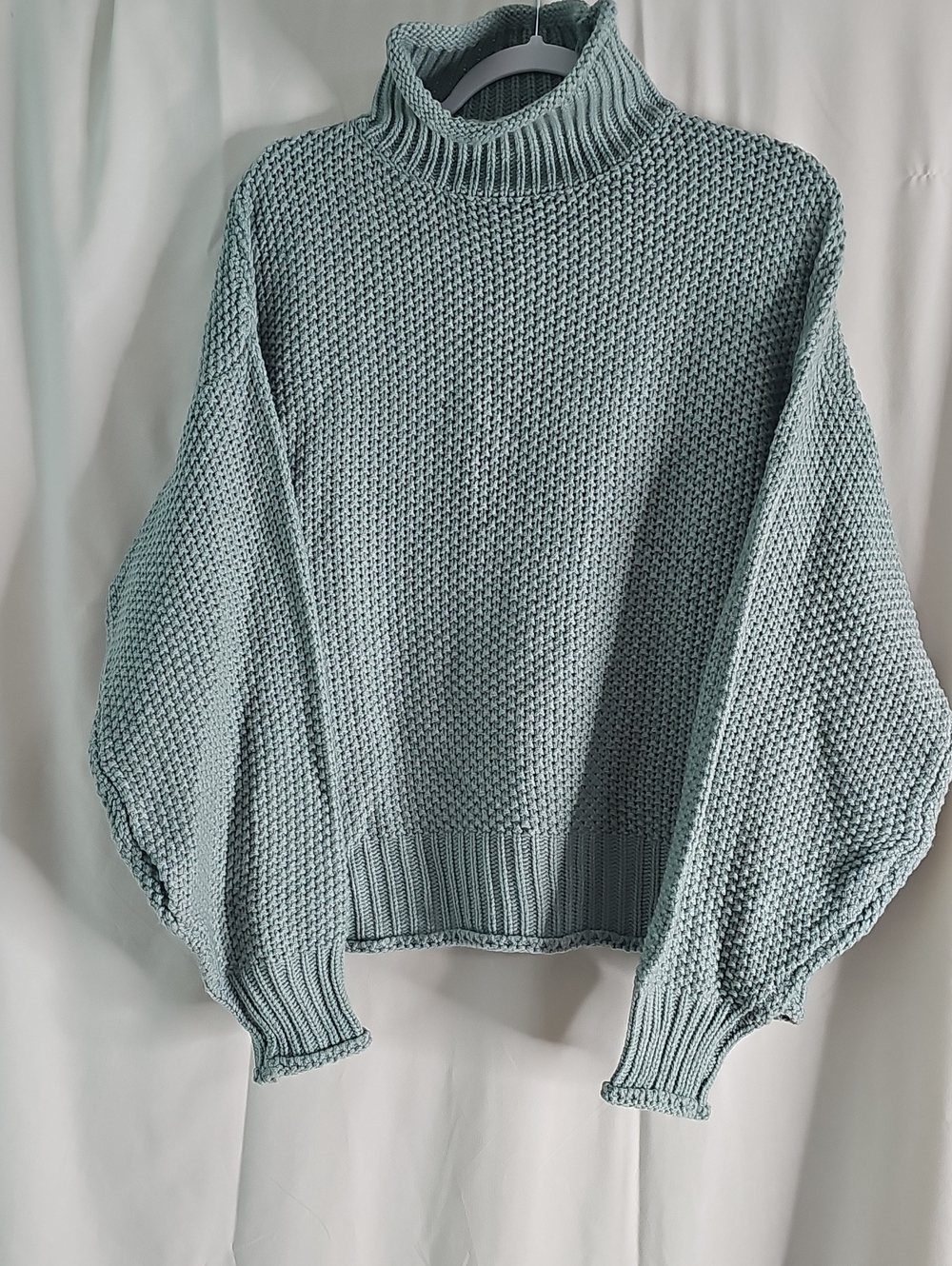 MISSLOOK Seafoam Green Chunky Knit Turtleneck Sweater